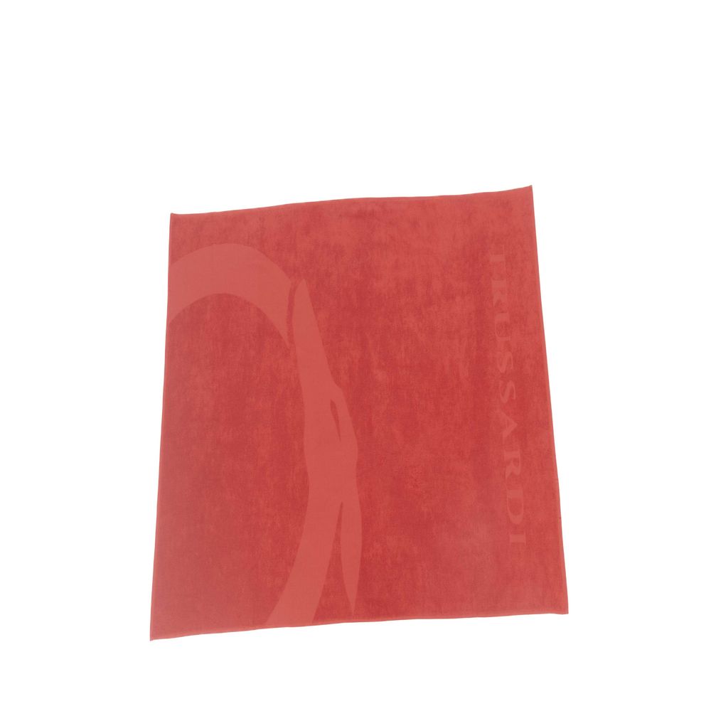 Trussardi Beachwear Red Cotton Men Swim Towel